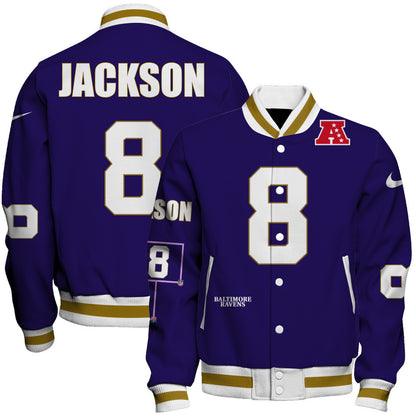 Lamar Jackson #8 Baltimore Ravens National Football League 2026 Unique Design Unisex Varsity Jacket