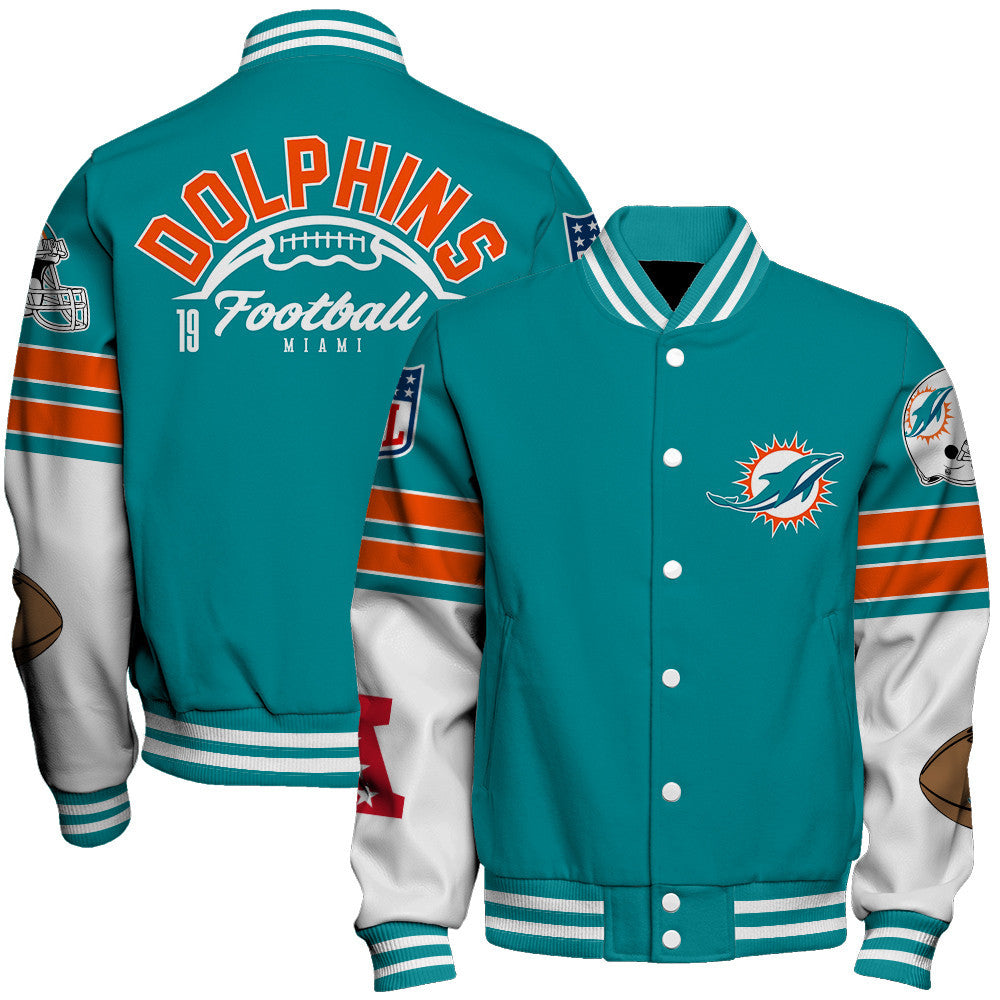 Miami Dolphins National Football League 2026 Feel The Power Unisex Varsity Jacket