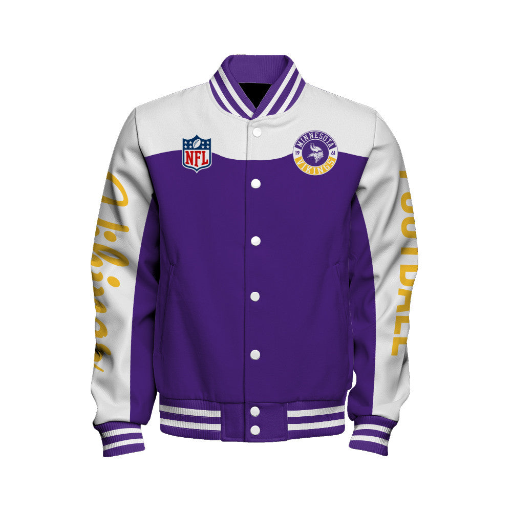 Minnesota Vikings National Football League 2026 Face Any Weather Unisex Varsity Jacket