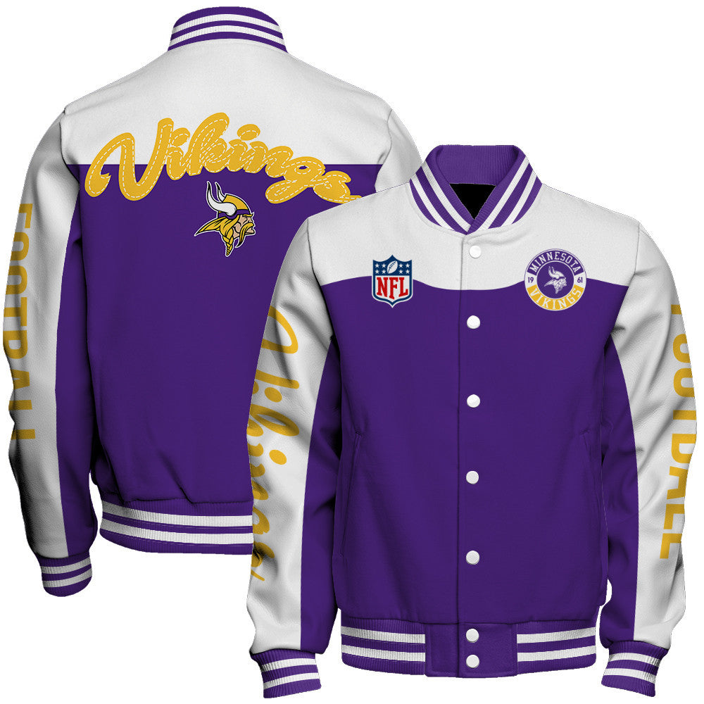Minnesota Vikings National Football League 2026 Face Any Weather Unisex Varsity Jacket