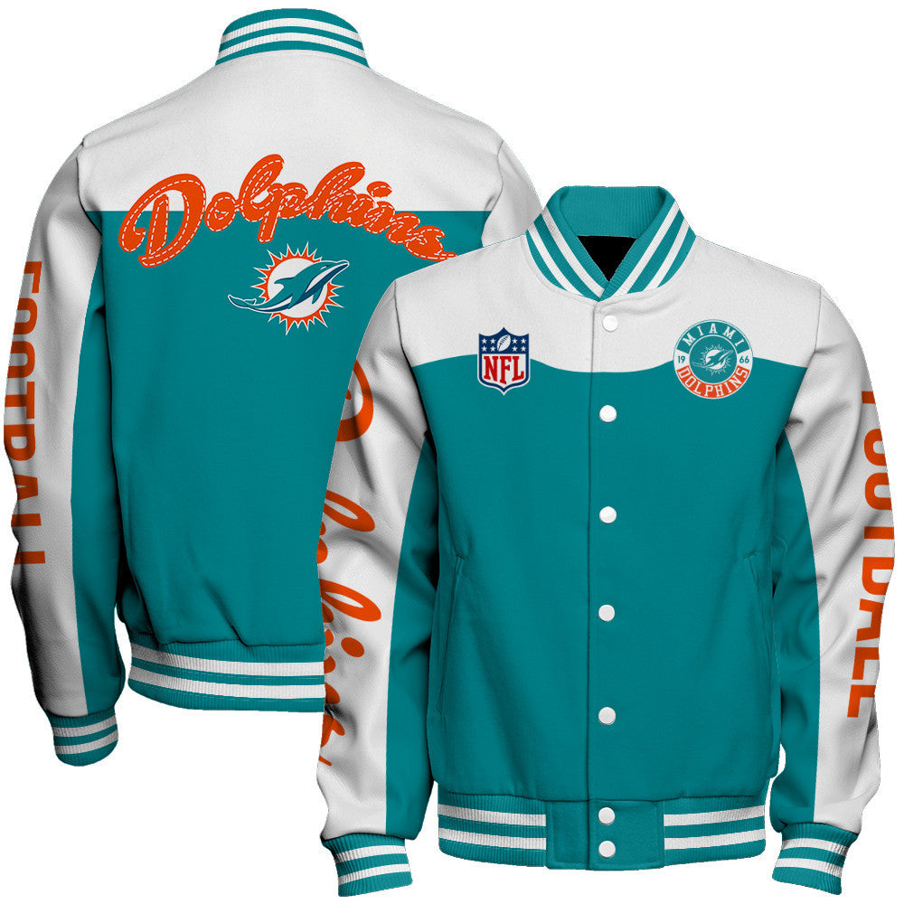 Miami Dolphins National Football League 2026 Face Any Weather Unisex Varsity Jacket