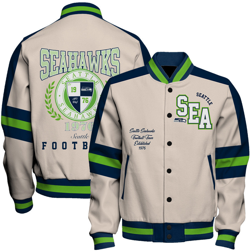 Seattle Seahawks | Football Team 2026 Feel The Power Unisex Varsity Jacket