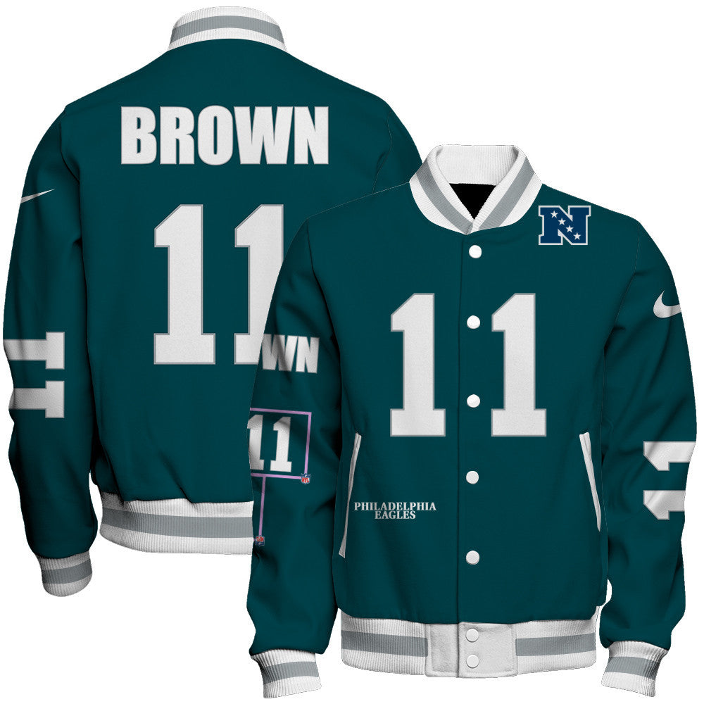 A. J. Brown #11 Philadelphia Eagles National Football League 2026 Unique Design Unisex Varsity Jacket