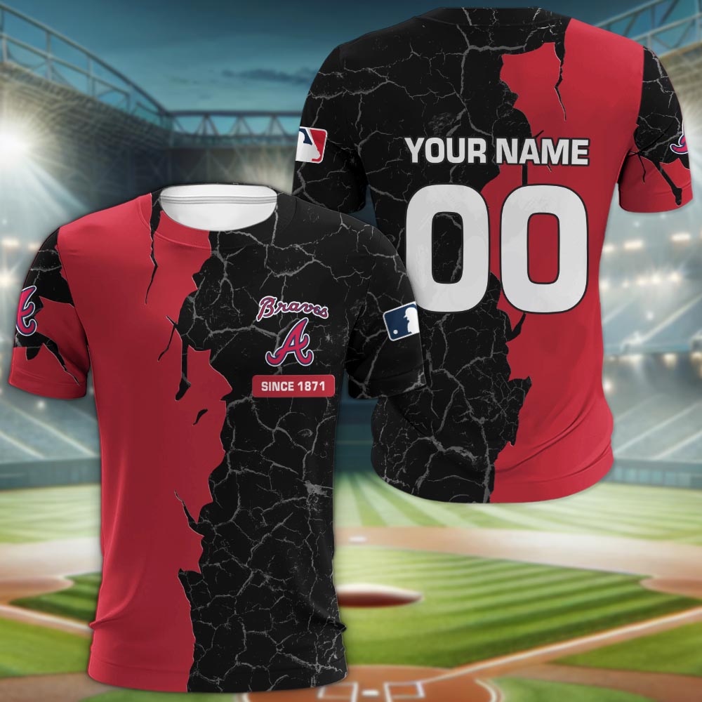 Atlanta Braves 3d Cracked Design Personalized Apparel