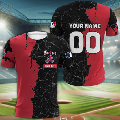 Atlanta Braves 3d Cracked Design Personalized Apparel