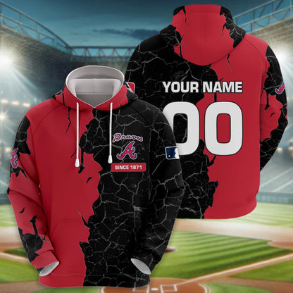Atlanta Braves 3d Cracked Design Personalized Apparel