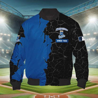Kansas City Royals 3d Cracked Design Personalized Apparel