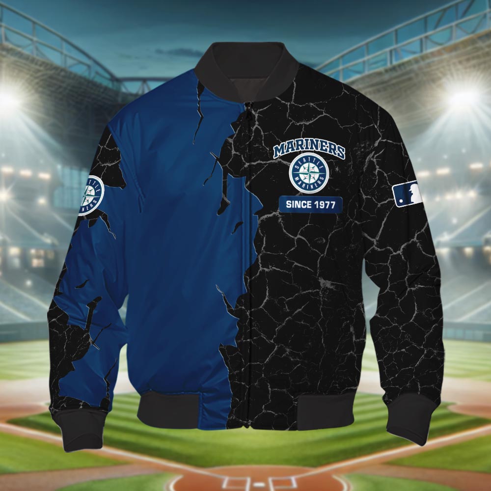 Seattle Mariners 3d Cracked Design Personalized Apparel