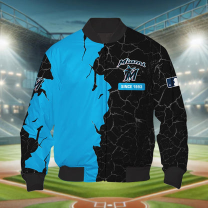 Miami Marlins 3d Cracked Design Personalized Apparel