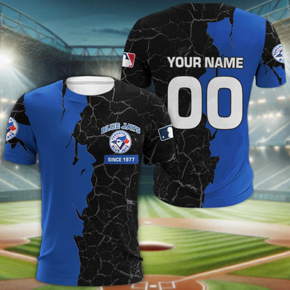 Toronto Blue Jays 3d Cracked Design Personalized Apparel
