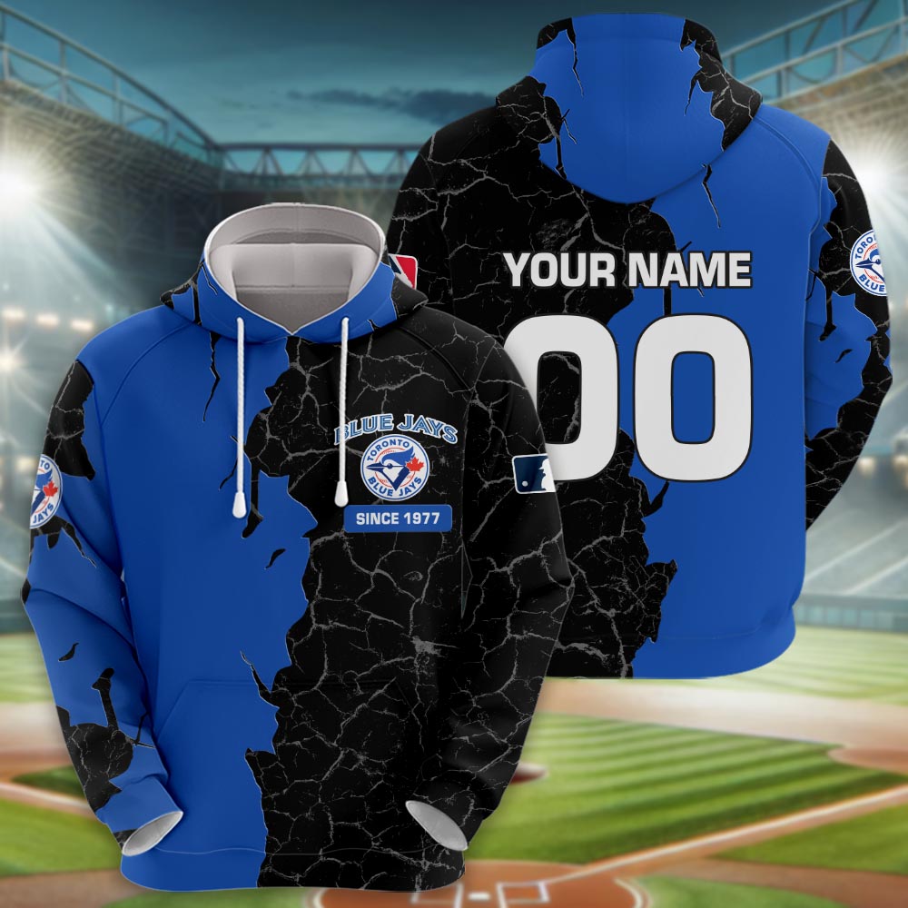 Toronto Blue Jays 3d Cracked Design Personalized Apparel