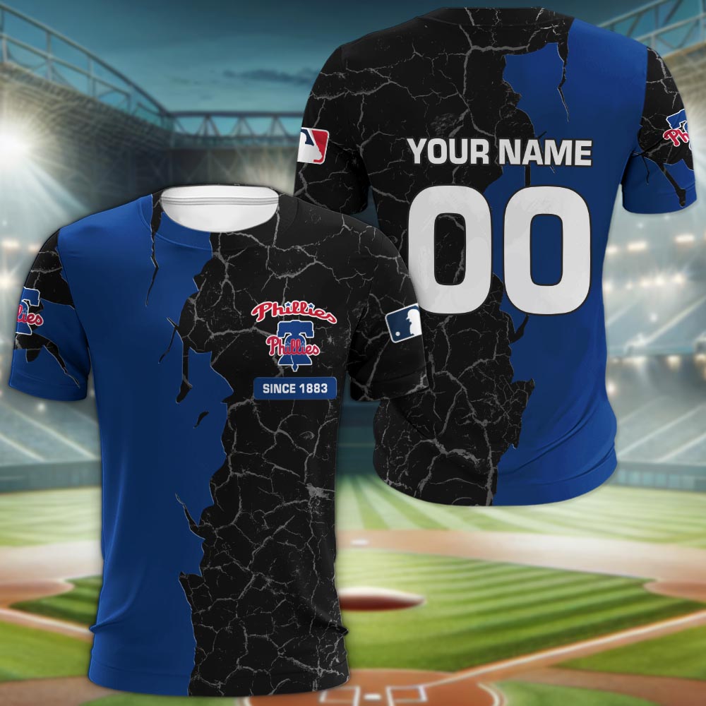 Philadelphia Phillies 3d Cracked Design Personalized Apparel