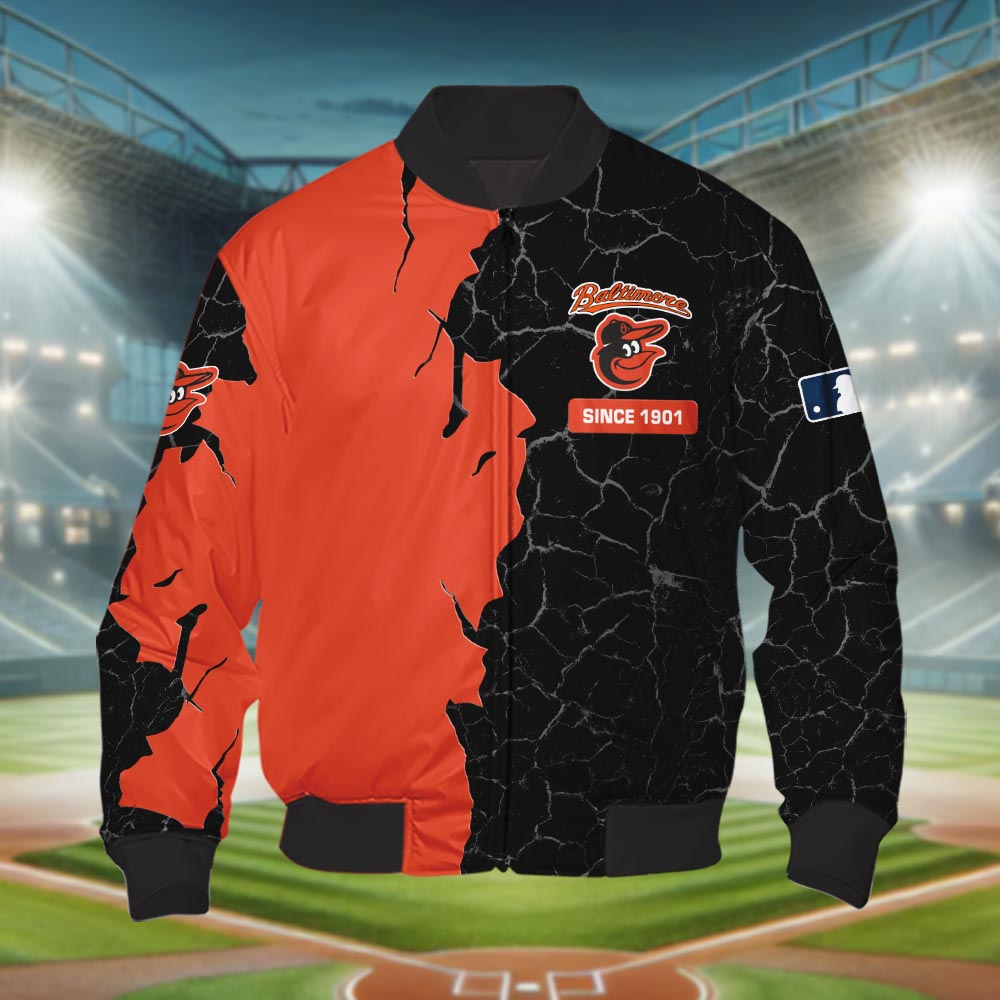 Baltimore Orioles 3d Cracked Design Personalized Apparel