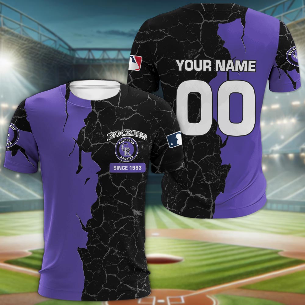 Colorado Rockies 3d Cracked Design Personalized Apparel