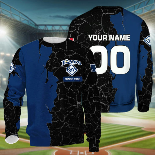 Tampa Bay Rays 3d Cracked Design Personalized Apparel
