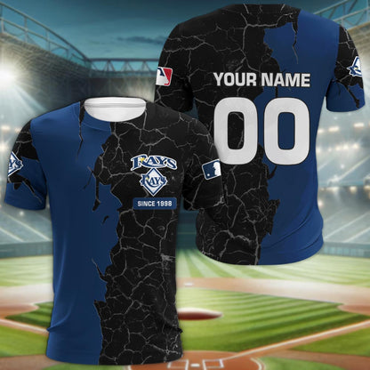 Tampa Bay Rays 3d Cracked Design Personalized Apparel