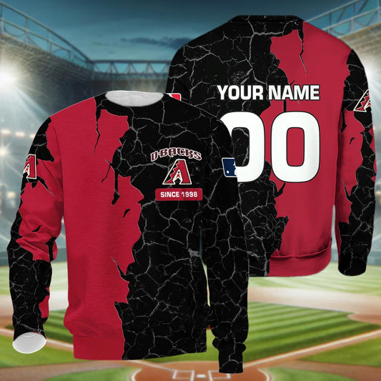 Arizona Diamondbacks 3d Cracked Design Personalized Apparel