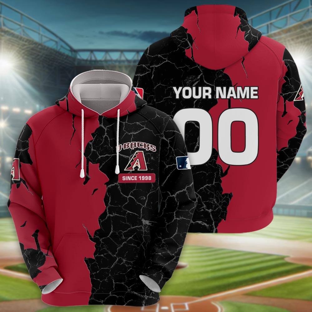 Arizona Diamondbacks 3d Cracked Design Personalized Apparel