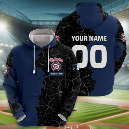 Washington Nationals 3d Cracked Design Personalized Apparel