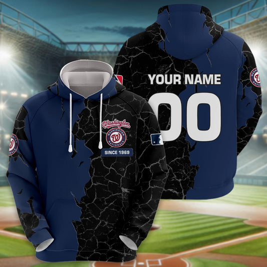 Washington Nationals 3d Cracked Design Personalized Apparel