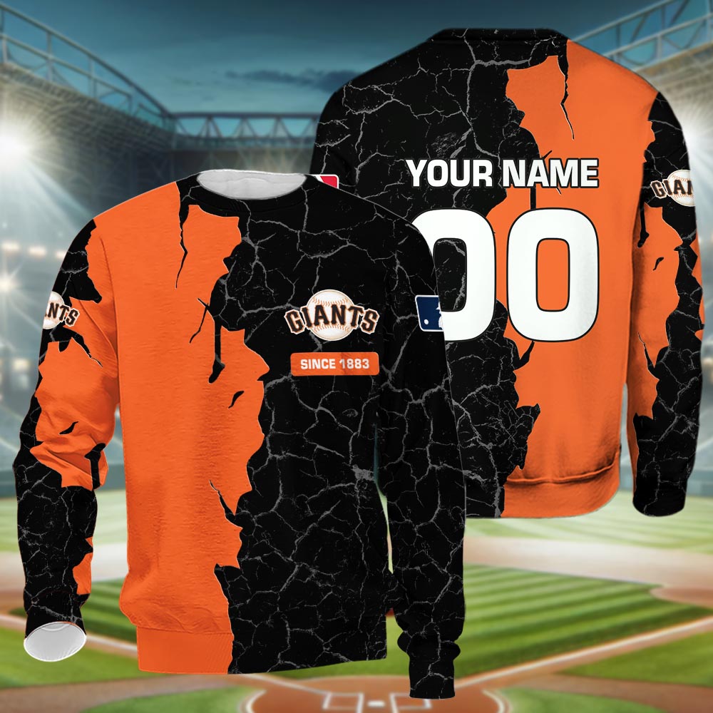 San Francisco Giants 3d Cracked Design Personalized Apparel