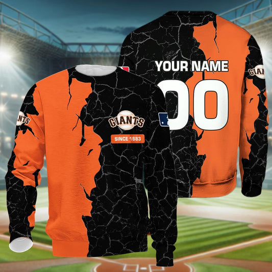 San Francisco Giants 3d Cracked Design Personalized Apparel