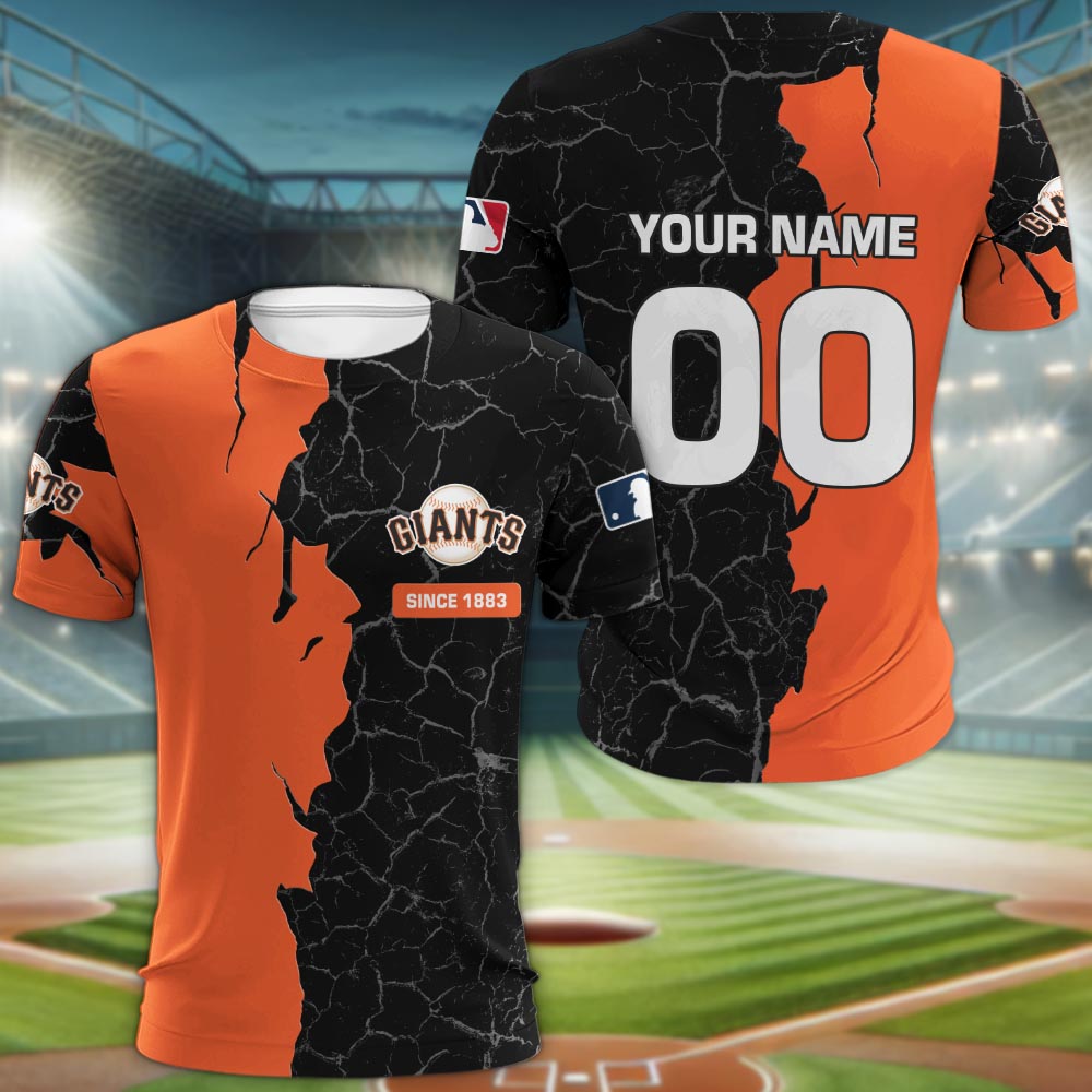 San Francisco Giants 3d Cracked Design Personalized Apparel