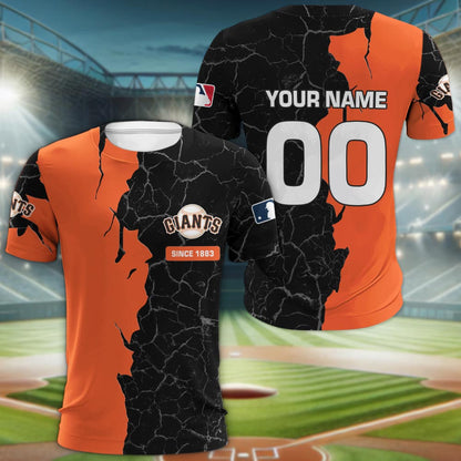 San Francisco Giants 3d Cracked Design Personalized Apparel