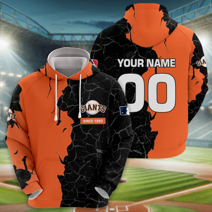San Francisco Giants 3d Cracked Design Personalized Apparel