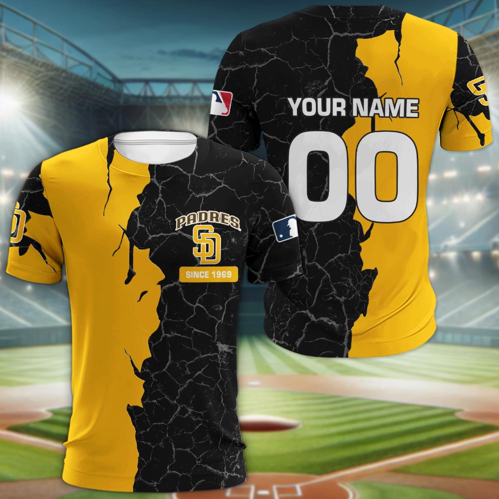 San Diego Padres 3d Cracked Design Personalized Apparel