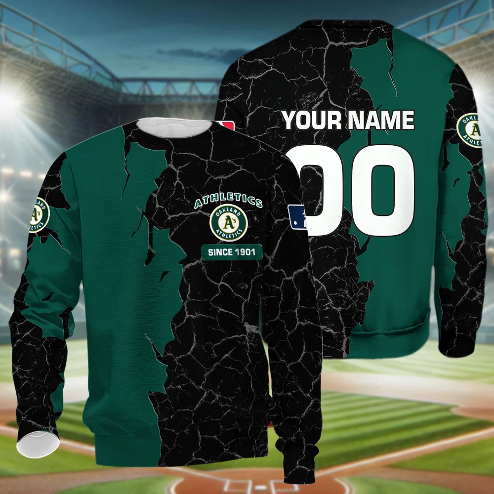 Oakland Athletics 3d Cracked Design Personalized Apparel