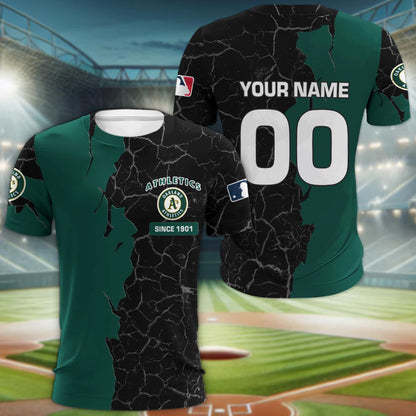 Oakland Athletics 3d Cracked Design Personalized Apparel