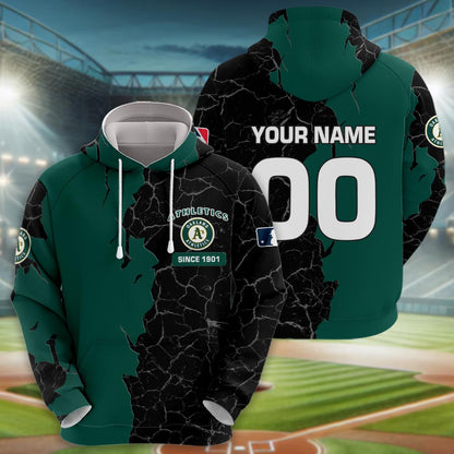 Oakland Athletics 3d Cracked Design Personalized Apparel