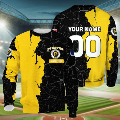 Pittsburgh Pirates 3d Cracked Design Personalized Apparel