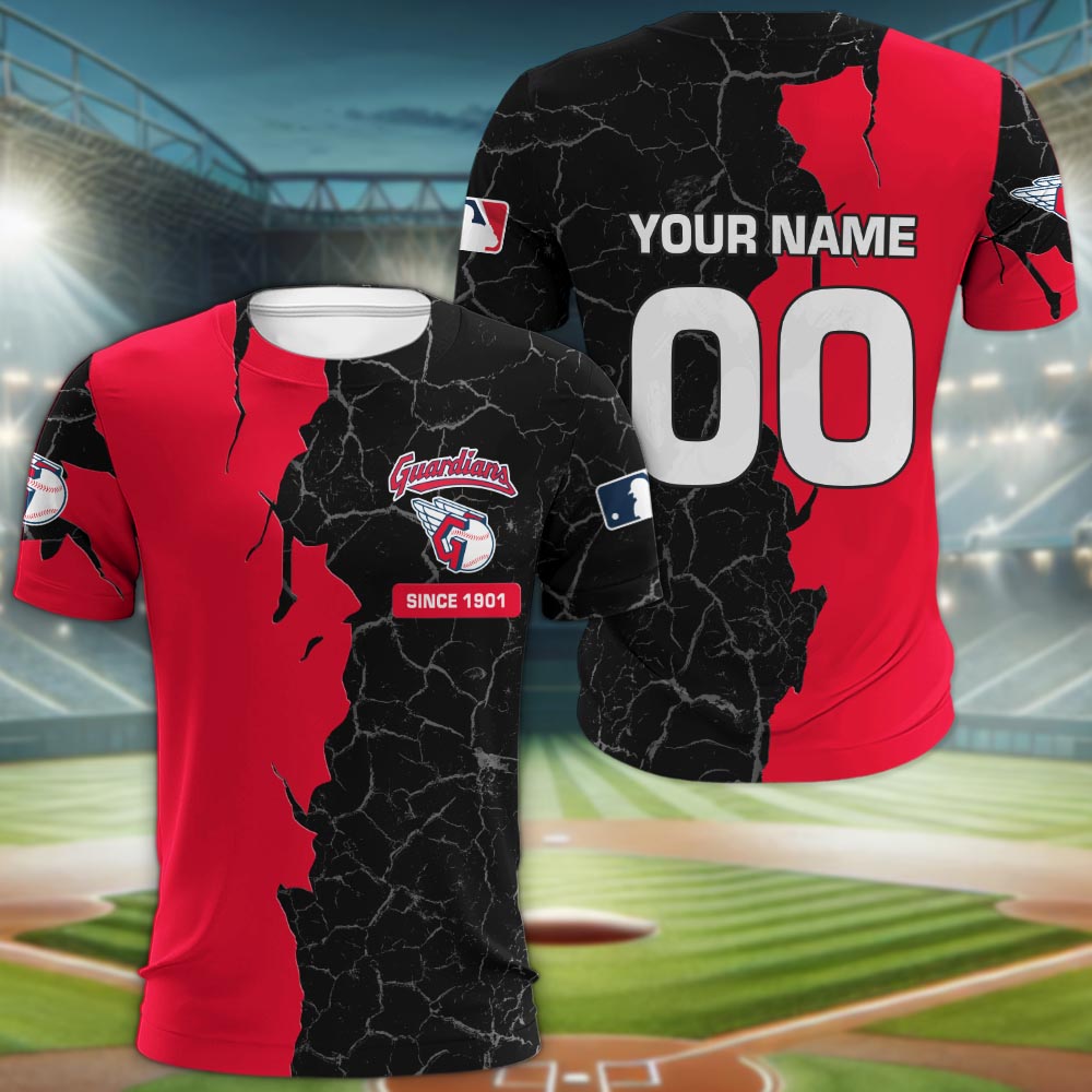 Cleveland Guardians 3d Cracked Design Personalized Apparel