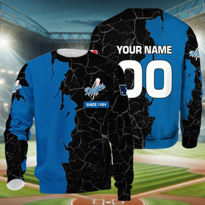 Los Angeles Dodgers 3d Cracked Design Personalized Apparel