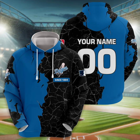 Los Angeles Dodgers 3d Cracked Design Personalized Apparel