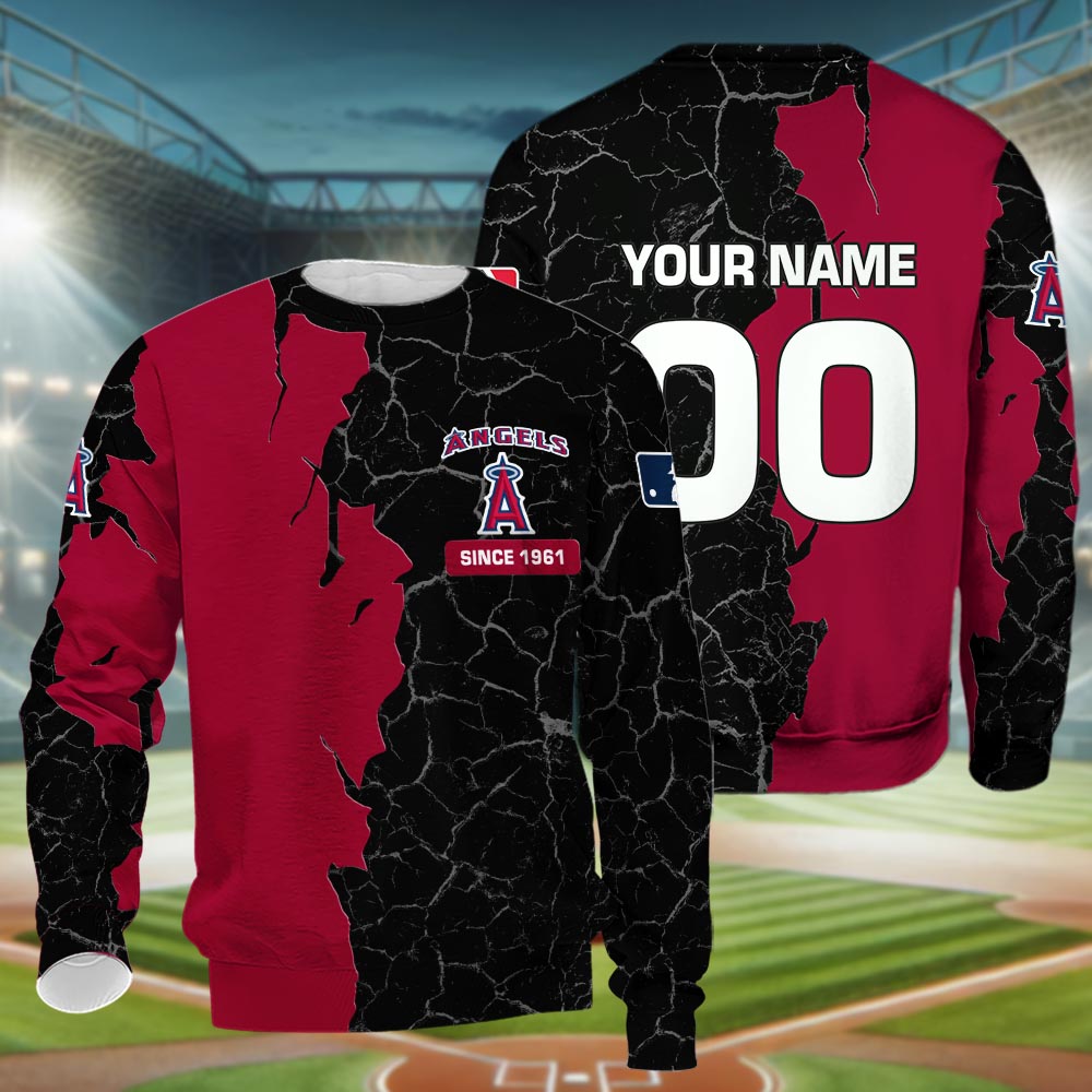Los Angeles Angels 3d Cracked Design Personalized Apparel