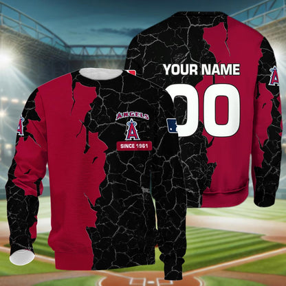 Los Angeles Angels 3d Cracked Design Personalized Apparel