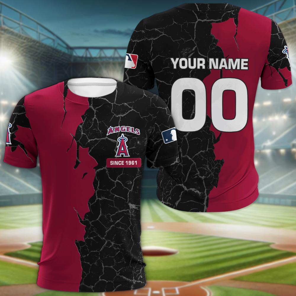 Los Angeles Angels 3d Cracked Design Personalized Apparel