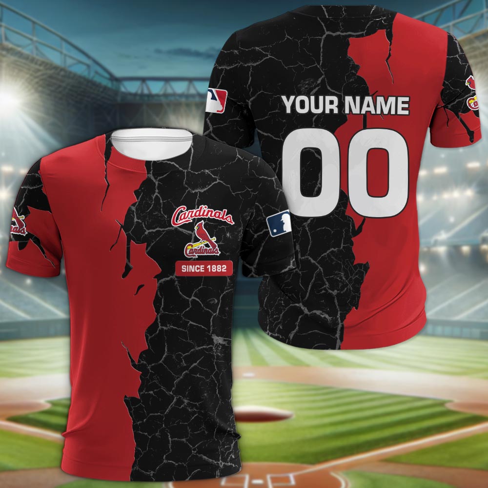 St. Louis Cardinals 3d Cracked Design Personalized Apparel