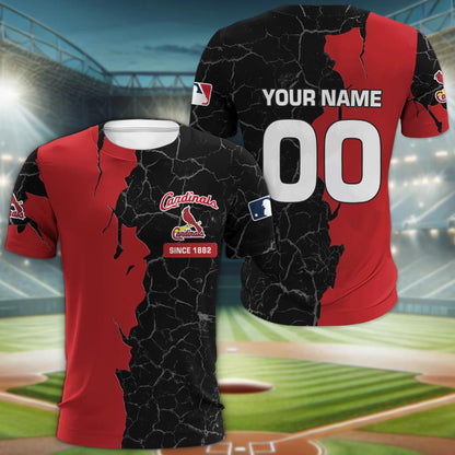 St. Louis Cardinals 3d Cracked Design Personalized Apparel