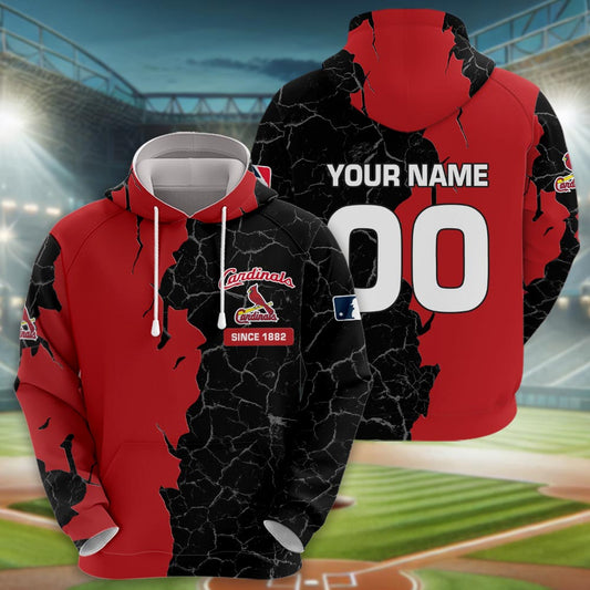 St. Louis Cardinals 3d Cracked Design Personalized Apparel