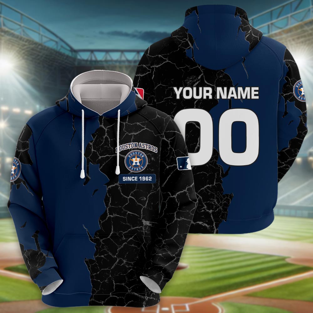 Houston Astros 3d Cracked Design Personalized Apparel