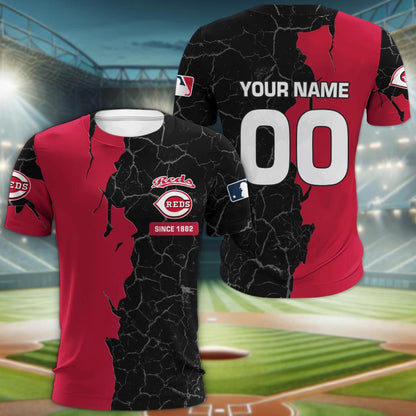 Cincinnati Reds 3d Cracked Design Personalized Apparel