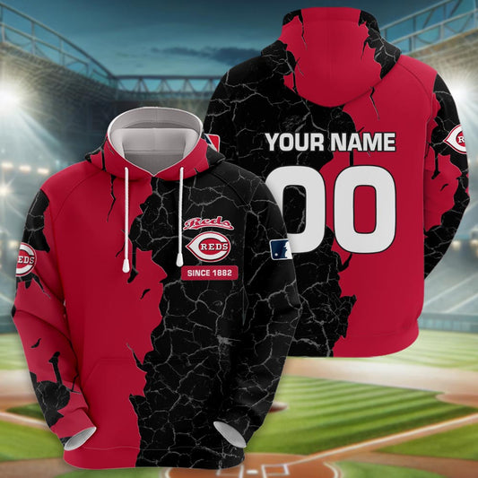 Cincinnati Reds 3d Cracked Design Personalized Apparel