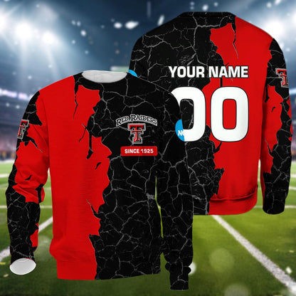 Texas Tech Red Raiders 3d Cracked Design Personalized Apparel