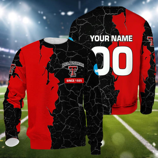 Texas Tech Red Raiders 3d Cracked Design Personalized Apparel
