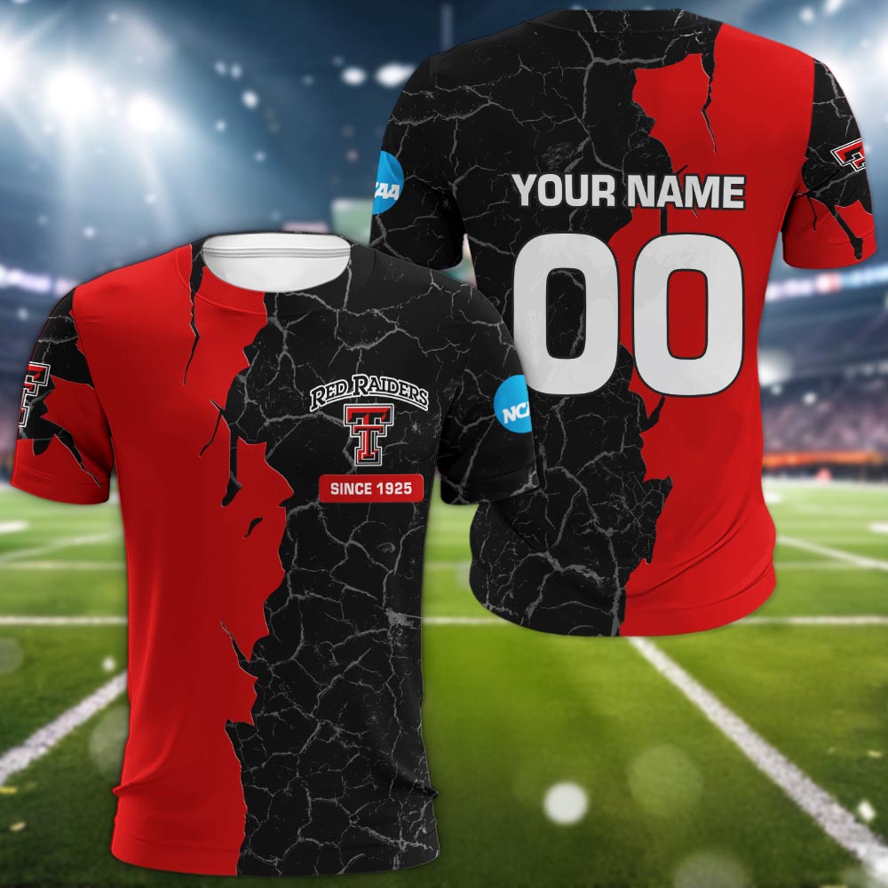 Texas Tech Red Raiders 3d Cracked Design Personalized Apparel