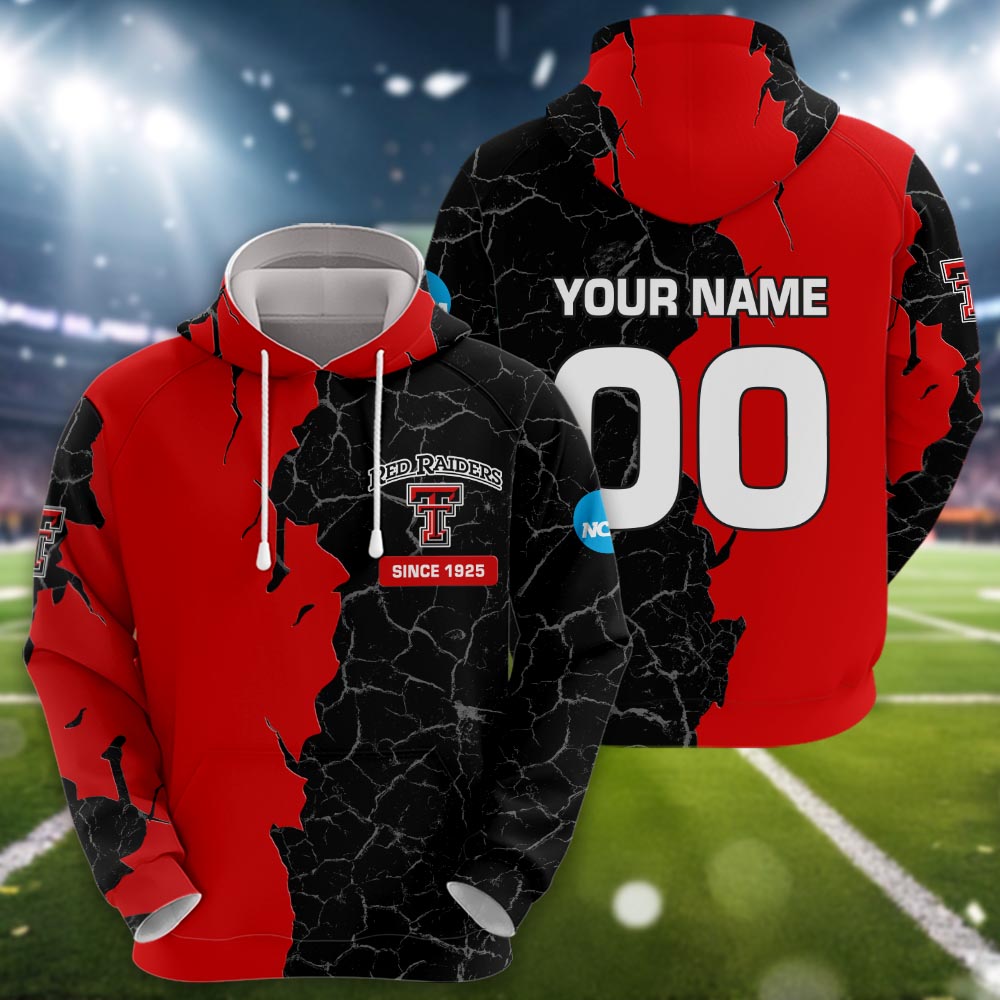 Texas Tech Red Raiders 3d Cracked Design Personalized Apparel